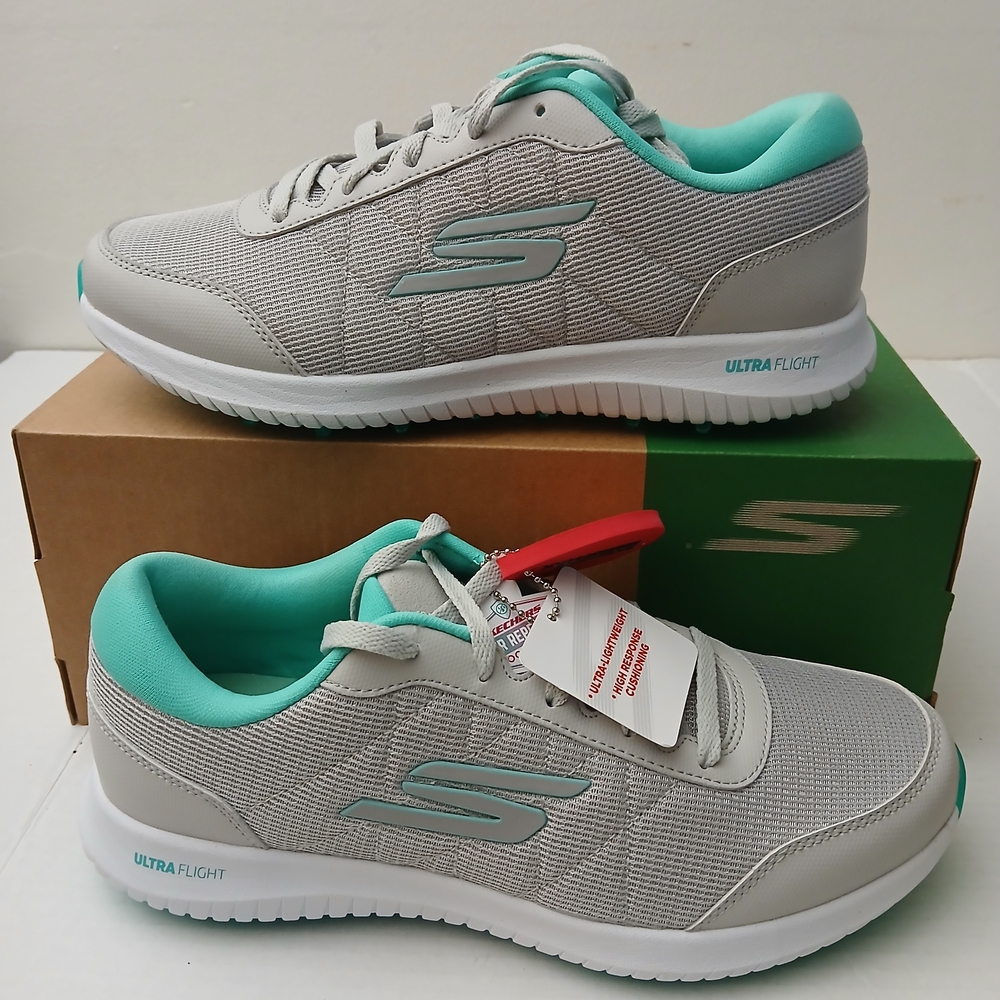 Skechers Women's Light Gray and Mint Sneakers